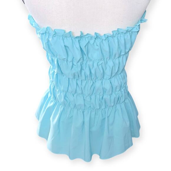 Blue Ruffle Stretchy Tube Top - Picture 3 of 5